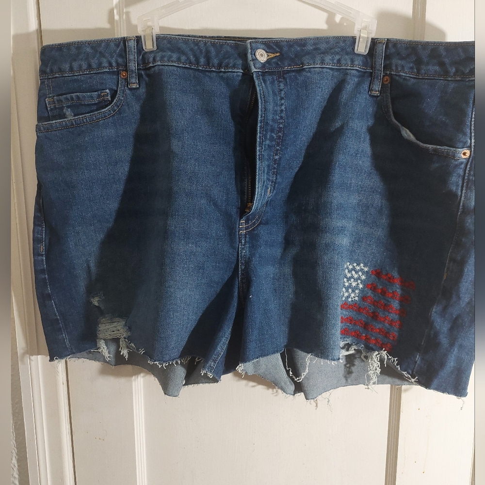 Old Navy High Rise O.G. Straight Stars & Stripes Denim Shorts Size 26 4th July